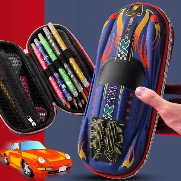 Federmäppchen 3D Racing Car Cartoons Schultasche für Kinder Briefpapier Box EVA PU Kunststoff Stift Junge Niedliche Tasche