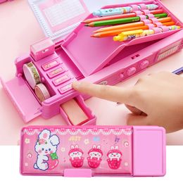 Etui Meisje Schattig Etui Mechanische Vervorming Cijferslot Briefpapier Doos School Student Pennenbakje Cartoon Plastic Pen Case 230620