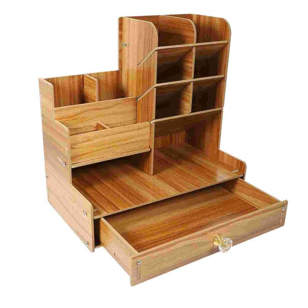 Estuches para lápices Organizador Soporte de escritorio Organizadores Almacenamiento Pluma de escritorio Accesorios de madera Mesa Oficina Caja de archivos artesanal de madera Estante para documentos final 230926