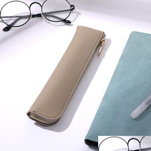 Estuches de lápices Pen Er Fresh Leather Mini Bolsa de lápiz pequeña Creativa y simple 3-4 Capacidad Hombres Mujeres High School Drop Entrega 2021 Off Dhb8O