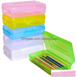 Crayon Cas Simple Mtifunctional Boîte Transparente Mticolor Cartable Rack École Bureau Papeterie Drop Delivery Business Industrial Dha2M