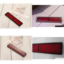 Étuis à crayons en gros clair transparent avec fond de couleur rouge stylo en plastique boîtes d'emballage W Jllywo Yummyshop Drop Delivery Office Sch Otqbl