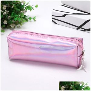 Pencil Cases Wholesale Colorf Cylinder Laser Bag Student Supplies Waterproof Back To School Lovely Case Stationery Box Kawaii Cute Dro Dhd4H
