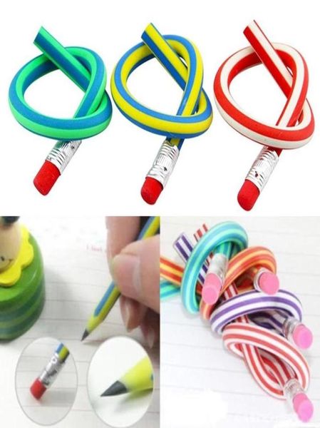 Suministros para fiestas de lápices, lápiz suave Flexible colorido mágico con borrador, papelería, lápices de goma para estudiantes, regalo para niños 3765270