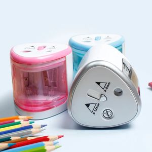 Taille-crayons Taille-crayon électrique à piles avec 2 trous 6-8mm et 9-12mm arrêt automatique fournitures scolaires pour étudiant 231121