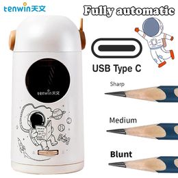 Potloodslijper Tenwin Cartoon Automatisch potloodslijper Type-C Astronaut Elektrische slijper Pencils School Nice Studenten briefpapier 231212