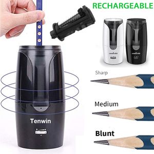 Pencil Sharpeners Tenwin Electric Auto Pencil Sharpener Safe Student Helical Steel Blade Sharpener for Artists Kids Adults Colored Pencils 230704