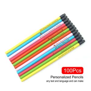Crayons 100pcs crayon personnalisé gravé personnaliser la compagnie de stylo baby shower baptême scolaire de mariage décoration cadeau
