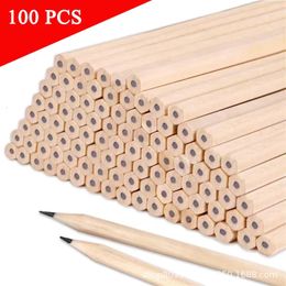 Lápices 100pcslot Lápiz de madera HB Negro Hexagonal Pintura no tóxica Escritura Estándar Lindo Papelería Oficina Suministros escolares 231213