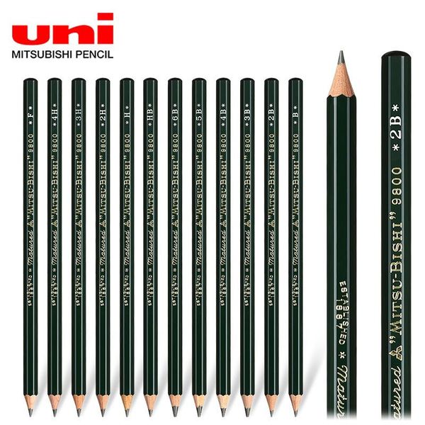 Crayons 12/22 Sticks Uni Mitsubishi Crayon 9800 Carte de test Dessin Crayons d'art professionnel Sketch Crayon Crayon Bureau