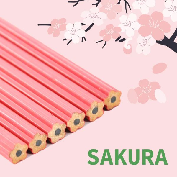 Crayons 12 pcs / boîtes Sakura en bois gratuit HB # 2 Écriture crayons ensembles écoles et de papeterie de bureau