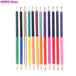 Crayons 12 morceaux de 24 couleurs crayons de plomb à double tête à tête double crayons de couleur en bois pour dessin des accessoires de papeterie fournitures scolaires d240510