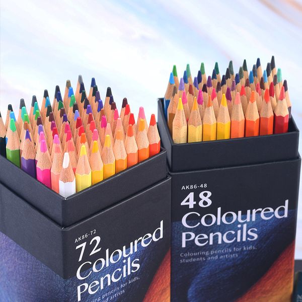 Crayons 121824364872 Couleurs Crayon de couleur grasse Artistique Brosse à plomb Croquis Crayons de bois Ensemble Peint à la main Fourniture de dessin scolaire 230614