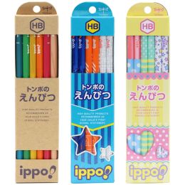 Crayons 12pcs / boîte Japon Tombow Ippo Hexagon Pole Bois 2B / HB Crayon Écriture Écriture de papeterie