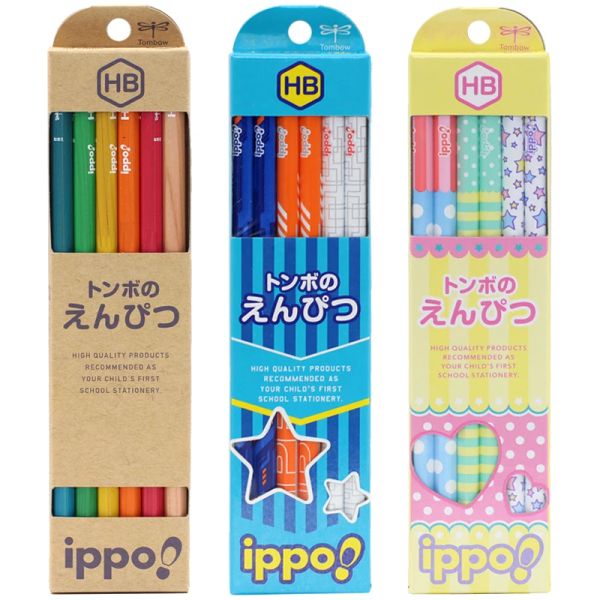 Crayons 12pcs / boîte Japon Tombow Ippo Hexagon Pole Bois 2B / HB Crayon Écriture Écriture de papeterie