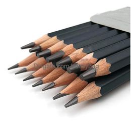 Crayons 14 pièces / ensemble de crayons de croquis professionnels HB 2B 6H 4H 2H 3B 4B 5B 6B 10B 12B 1B fournitures de papeterie de peinture Drop Deliver Dhfzu