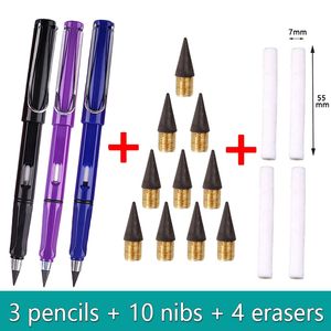 Potloden 17pcset Infinity No Snpering Ink Kawaii Unlimited Pens Art Supplies School Stationery Nib Eraser 230523