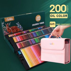 Crayons 200/150/120/72/48 Couleurs d'huile professionnelle ensemble aquarelle dessin crayons de couleur avec sac de rangement crayons