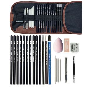 Crayons 22pcs sketch crayon ensemble professionnel kit de dessin kit de dessin crayon en bois pour débutant adulte adulte artiste scolaire art fournitures