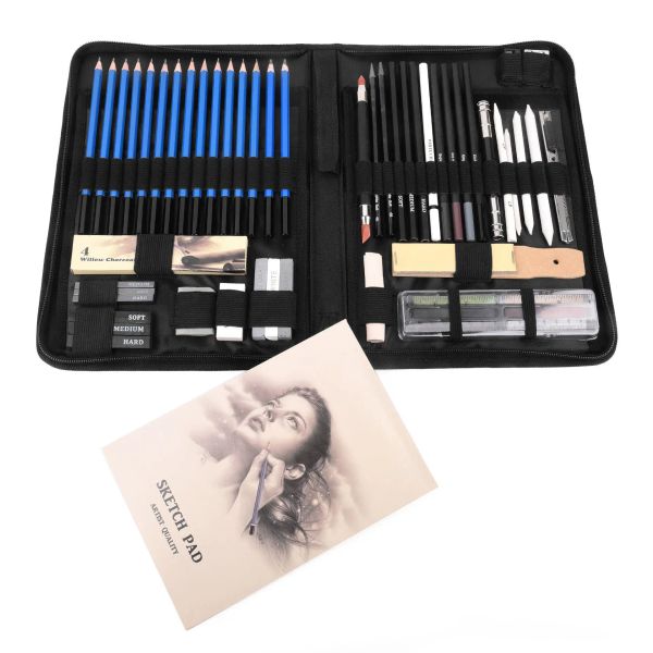 Crayons 26/48 pack sketch crayons crayons set dessin kit de croquis Sac Canvas Sketching des fournitures d'art charbon