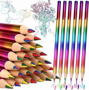 Crayons 3-6 pièces de quatre couleurs même noyau crayon ensemble arc-en-ciel crayon enfant peinture cavai graffiti