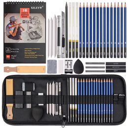 Crayons 37 pcs sketch crayon ensemble professionnel kit de dessin kit de dessin sacs en bois pour peintre school étudiants fournitures artistiques 230314