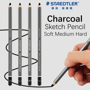 Crayons 3pcs staedtler mars lumograph charbon sketch crayon 100c doux moyen dur pour dessiner des fournitures d'art