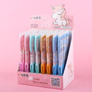 Lápices 48 pcs/lote kawaii unicornio 0.7 mm lápiz mecánico lindo papelería automática papelería de regalo de regalos suministros de escritura