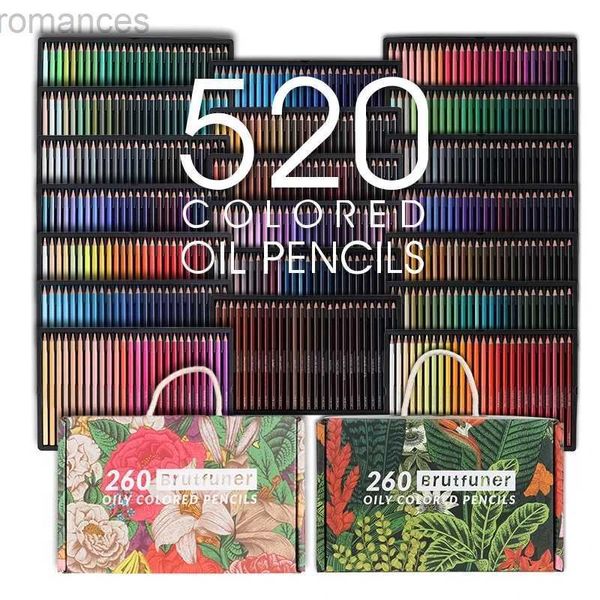 Crayons 520 Couleur Couche de luxe Boîte cadeau à base d'huile colorée de crayons de couleur Étudiant Art spécifique et peinture Artiste Crayons de couleur peinte D240510