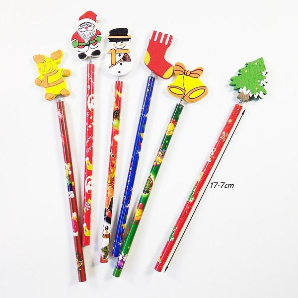Crayons 60 pcs / lot joyeux noël forme crayon en bois cadeau pour enfants santa claus dessin animé wood bureau papillon