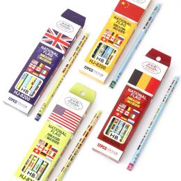 Crayons 72pcs Kawaii Wood crayon créatif crayons de plomb national de drapeau national pour les fournitures de bureau scolaire papeterie dessin crayon cadeau de crayon