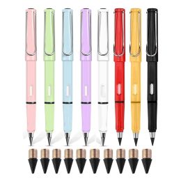 Crayons 8pcs crayons sans encre éternels avec une tête remplaçable portable crayon éternel réutilisable réutilisable stylo sans encre avec effacer