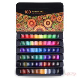 Lápices aibelle 72/120/180 colores lápices coloreados profesionales de núcleos suaves y audaces lápiz de color de aceite para dibujar cajas de lata para colorear de arte