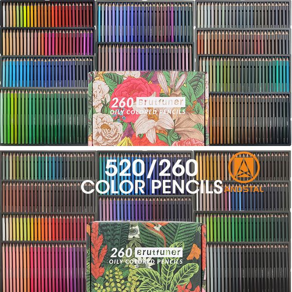Lápices Andstal Brutfuner 520 Colores Lápices de colores Juego de lápices de colores de dibujo profesional 260 Para artistas para colorear Sketch Art Supplies 230614