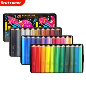 Potloden Brutfuner Nieuwe 72/120Colors Oile Color Pencils Square Trendy Pastel Colored Penciled voor tekenen Sketch Artist Studenten Tin Box