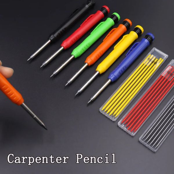 Crayons Carpenter's crayons 3 couleurs plombs de construction Site de construction pour le ciment en métal 2,8 mm crayon automatique crayon rétractable