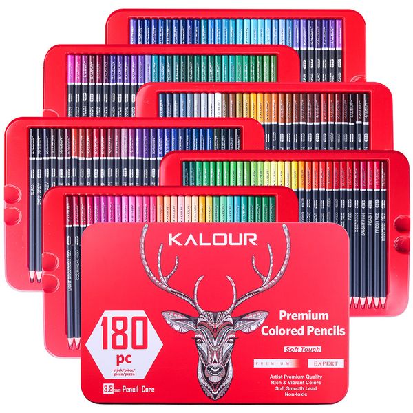 Crayons Crayons de couleur avec boîte en métal 180 ensemble de crayons de couleur pour adultes artistes unique art gras crayon spécial cadeau d'anniversaire de Noël 230420