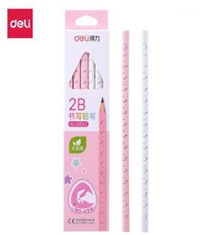 Pencils Deli 12 Box Primary School Studenten 2B Liniaal schrijven Potlood met schaal Pink Blue For Girls Boys Stationery Cadeau 5814216702400