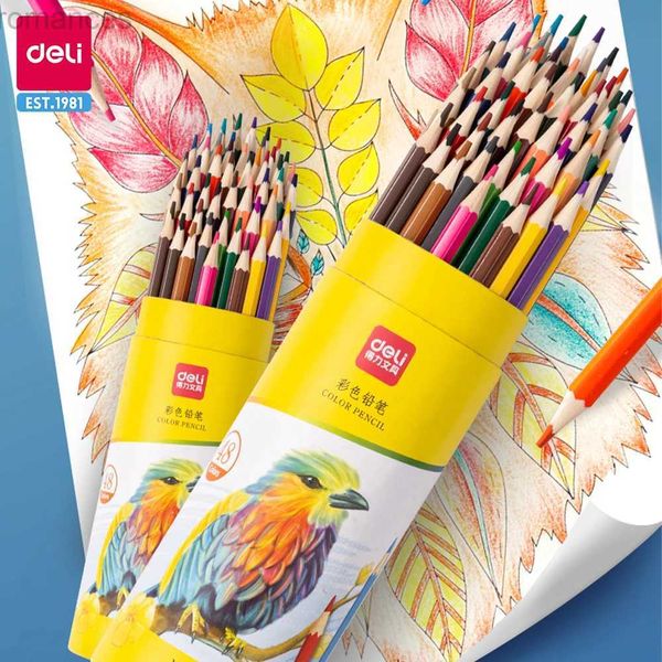 Pencils Deli Color Barrel Barrel Oil Color Pencil Juego de lápiz Dibujo de plomo Estudiantes profesionales de dibujo Dibujo de lápiz D240510