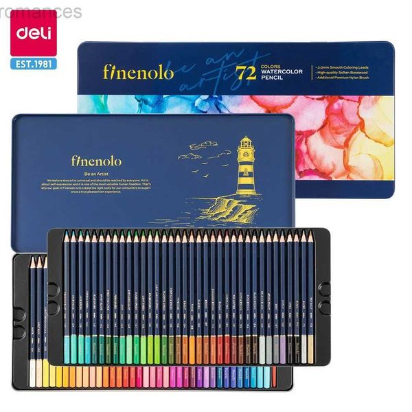 Crayons Deli Finenolo Watercolor Set Crayon PEINTÉ PEINTÉRÉ HIGHNED AVEC BOX DE Rangement de fer Gift Childrens Gift D240510