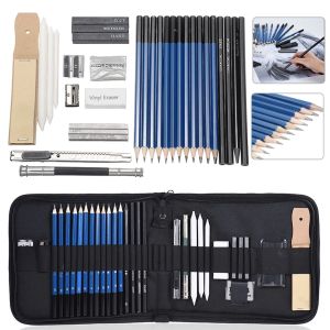 Crayons dessin kit de croquis de peinture avec des gabarits de crayon tailleur pour les fournitures de croquis de papeterie étudiante pour débutants pour débutants