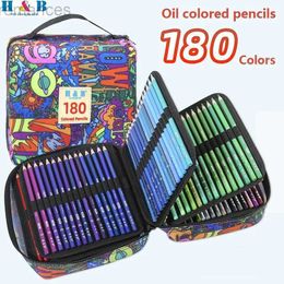 Crayons H B 180/120/72 Couleurs de crayons colorites à base d'huile Soft Core Art Supplies adaptées aux enfants Adolescents Adolescents Débutants Color Sketching Coloriage D240510