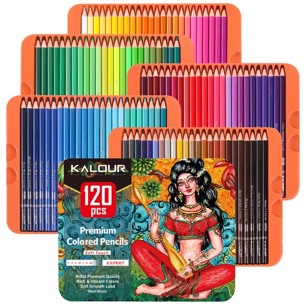 Crayons kalour 120 couleurs crayons de couleur huile ensemble en bois doux dessin sketch crayon crayon tiron pour enfants adultes art crayon fournitures scolaires