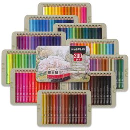 Crayons KALOUR 300 couleur boîte de fer de luxe ensemble de crayons gras papeterie spéciale pour l'art des étudiants dessin cadeau d'anniversaire 230630