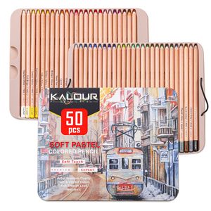 Pencils KALOUR 50 piece Professional Soft Pastel Pencils Wood Skin Tints Pastel Colored Pencils For Drawing School 230420