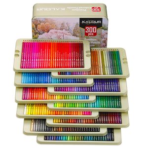 Crayons KALOUR Crayon de couleur 50180300 Pcs Set Sketch Crayon de couleur Set Graffiti Oil Color Lead Gift Box Art Coloring Peinture Set 230614