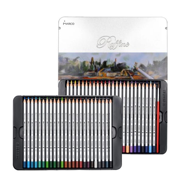 Crayons marco 7120 fournitures d'art de peinture 24/3/48 crayon de couleur boîte de fer à aquarelle crayons crayons de dessin coloré stylo lapices de colores