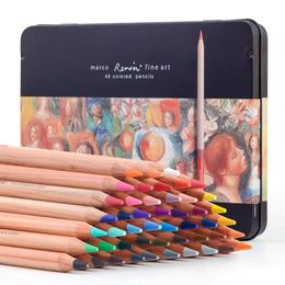 Crayons Marco Renoir 3100 3120 24/12/36/48/72/78/100/108/120 Boîte en étain / boîte cadeau Huile en édition limitée / Ensemble de crayons de couleur Watersoluble