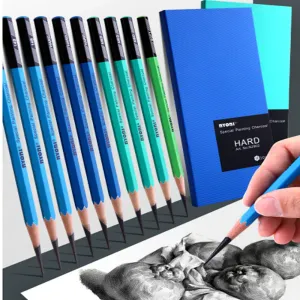 Crayons nyoni 10pcs audacieux dur / moyen / doux / 14b crayons à charbon crayons crayons de carbone professionnels pour dessiner des fournitures d'art outil de dessin