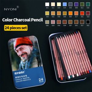 Crayons nyoni 24 couleurs croquis couleur charbon de bois portrait en bois à main couleur crayon crayon